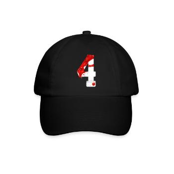 NR. 4 NUMMER 4 ROT WEIß 4. GEBURTSTAG - Baseballkappe - Schwarz/Schwarz - Vorne