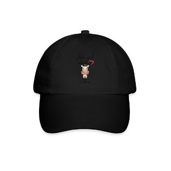 Frau Mädchen Liebe Herz Zebra - Baseballkappe - Schwarz/Schwarz - Vorne