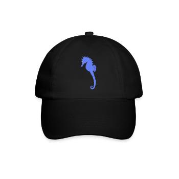 Verspieltes blaues Seepferdchen-Kunstdruck - Baseballkappe - Schwarz/Schwarz - Vorne