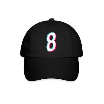 8 - NUMMER 8 - Zahl 8 Trikotnummer - Baseballkappe - Schwarz/Schwarz - Vorne