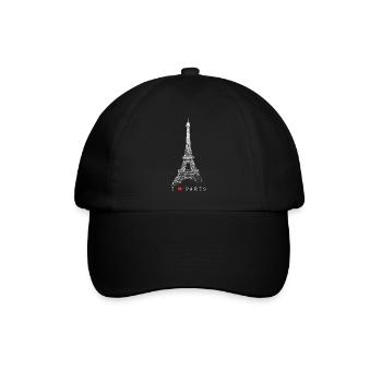 Paris Eiffel Tower Vintage Skyline I Love France - Baseball Cap - black/black - Front
