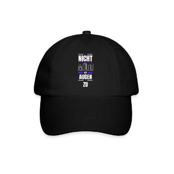 Nicht müde - nur Augen zu - Baseballkappe - Schwarz/Schwarz - Vorne