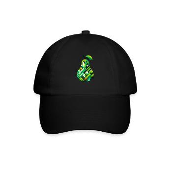 Abstract Pear Geometry: Lush Green Design - Baseball Cap - black/black - Front