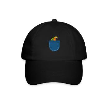Exotisches Tier Vogel Geschenk Brusttasche Papagei - Baseballkappe - Schwarz/Schwarz - Vorne