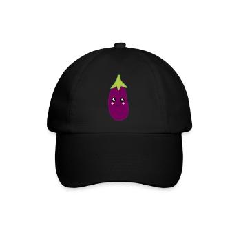 Kawaii,Eggplant,purple, fruits, vegetables, vegan, - Baseball Cap - black/black - Front