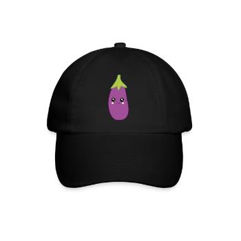 Aubergine Gemüse Kostüm Fasching Karneval - Baseballkappe - Schwarz/Schwarz - Vorne