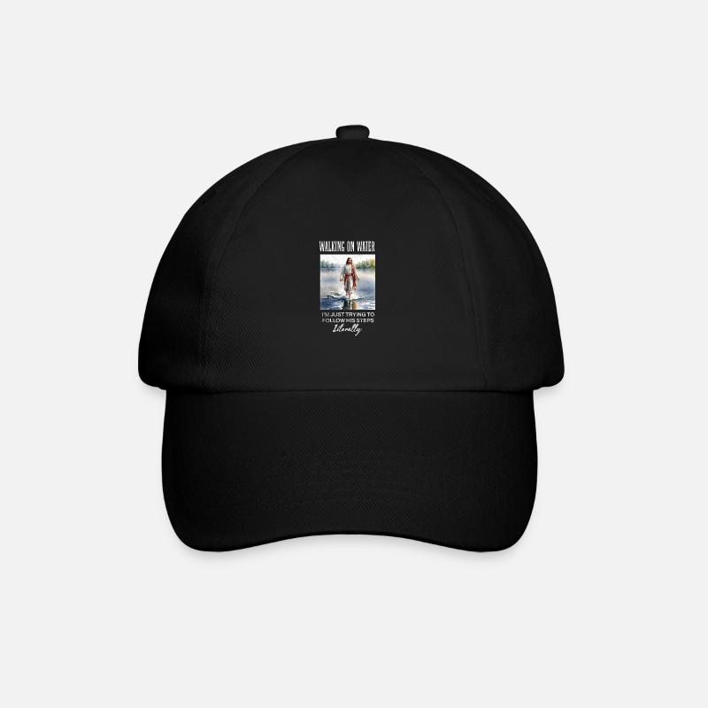 Lustige Christliche Kleidung - Waking On Water, - Baseballkappe - Schwarz/Schwarz