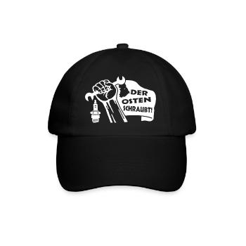 Der Osten schraubt! Zündkerze - Baseballkappe - Schwarz/Schwarz - Vorne