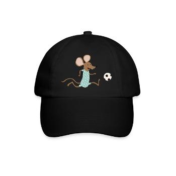 Maus spielt Fussball - Baseballkappe - Schwarz/Schwarz - Vorne