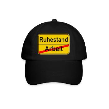 Ortsschild Arbeit - Ruhestand - Baseballkappe - Schwarz/Schwarz - Vorne