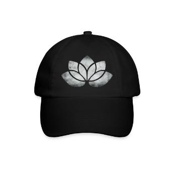 yoga lotus blume silber - Baseballkappe - Schwarz/Schwarz - Vorne