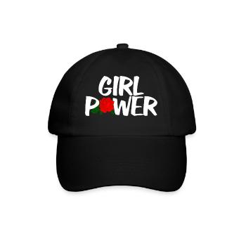 Girl Power Rose Typografie - Baseballkappe - Schwarz/Schwarz - Vorne