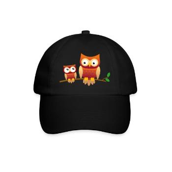 Owl with little owl - Baseball Cap - black/black - Front