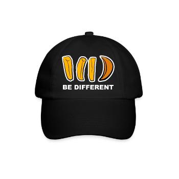 Anders, Different, Aussenseiter, Pommes, Geschenk, - Baseballkappe - Schwarz/Schwarz - Vorne