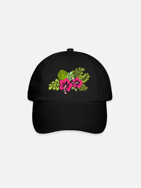 Blumen Hawaii tropisch Hibiskusblüte Hibiskus pink - Baseballkappe - Schwarz/Schwarz