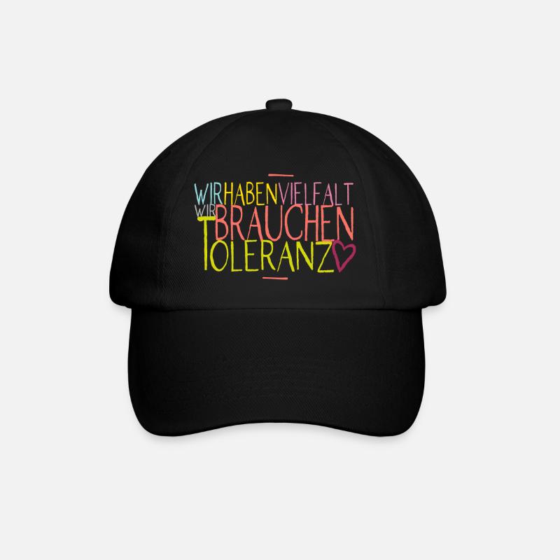 Vielfalt + Toleranz | CSD 2021 - Baseballkappe - Schwarz/Schwarz