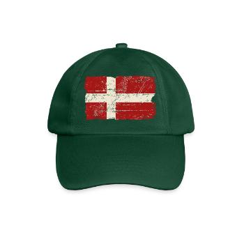 Denmark Flag - Vintage Look - Baseballkappe - Flaschengrün - Vorne