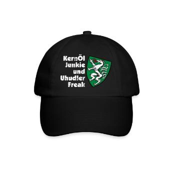Kernöl Junkie Uhudler Freak Steiermark Geschenk - Baseballkappe - Schwarz/Schwarz - Vorne