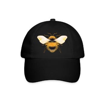 stylized bumblebee with iridescent wings - Baseball Cap - black/black - Front