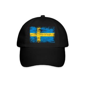 Swedish flag in vintage style - Baseball Cap - black/black - Front