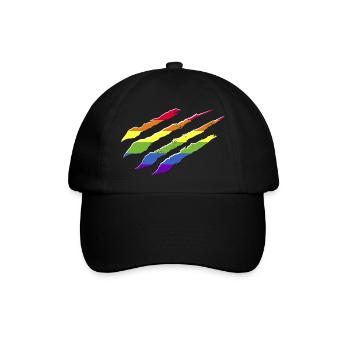 Regenbogenfahne Kratzer Krallen LGBT CSD - Baseballkappe - Schwarz/Schwarz - Vorne