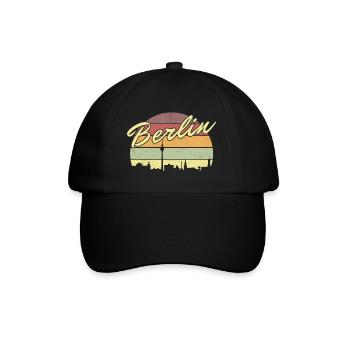 Berlin Bär Berliner Vintage Sonne Skyline Retro - Baseballkappe - Schwarz/Schwarz - Vorne