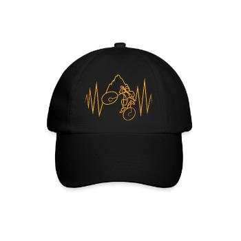 Mountain Bike Heartbeat Shirt | Funny Cycling Tee - Baseball Cap - black/black - Front
