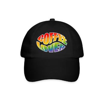Kaffeebohne coffee lover rainbow black shirt - Baseballkappe - Schwarz/Schwarz - Vorne