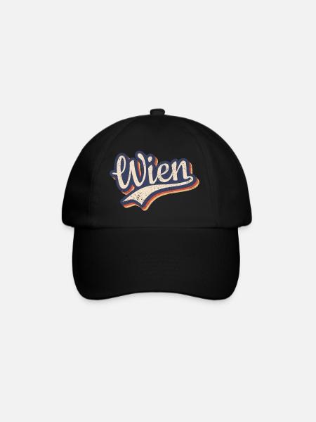 Österreich Wien Vintage Retro Typografie - Baseballkappe - Schwarz/Schwarz