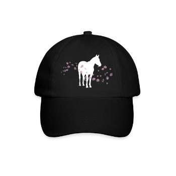 Cheval fleur de cerisier / équitation - Casquette classique - noir/noir - Devant