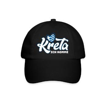 Kreta ich komme Griechenland Urlaub - Baseballkappe - Schwarz/Schwarz - Vorne