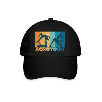 Yoga Acroyoga Partneryoga Vintage Design - Baseballkappe - Schwarz/Schwarz - Vorne