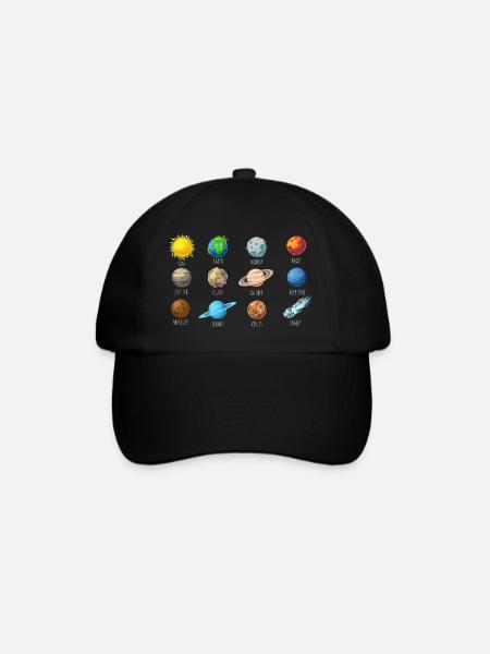 Planets with names - Baseball Cap - black/black
