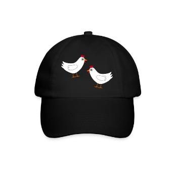 Chicken White White Chickens Hens Gift Farmers - Baseball Cap - black/black - Front