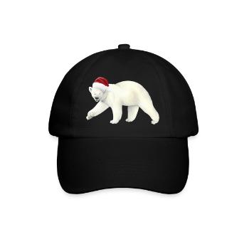 Eisbär an Weihnachten - Baseballkappe - Schwarz/Schwarz - Vorne