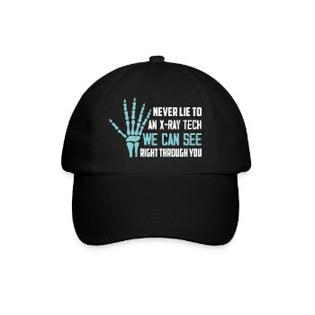 Never Lie To An X-Ray Tech Radiology X-Ray Rad Tec - Baseballkappe - Schwarz/Schwarz - Vorne