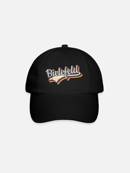 Deutschland Bielefeld Vintage Retro Typografie - Baseballkappe - Schwarz/Schwarz