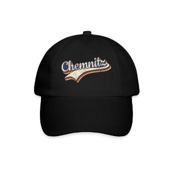 Deutschland Chemnitz Vintage Retro Typografie - Baseballkappe - Schwarz/Schwarz - Vorne