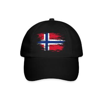 Norwegen Flagge used - Baseballkappe - Schwarz/Schwarz - Vorne