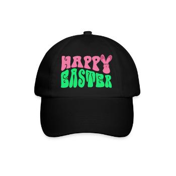 Frohe Ostern - Happy Easter - Baseballkappe - Schwarz/Schwarz - Vorne