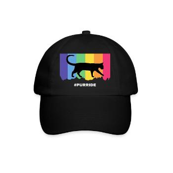 Purride cat silhouette over rainbow stripes - Baseball Cap - black/black - Front