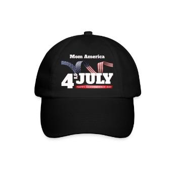 4. Juli Flaggendesign Mom Amerika - Baseballkappe - Schwarz/Schwarz - Vorne