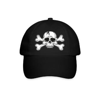 skull with bones - Baseballkappe - Schwarz/Schwarz - Vorne
