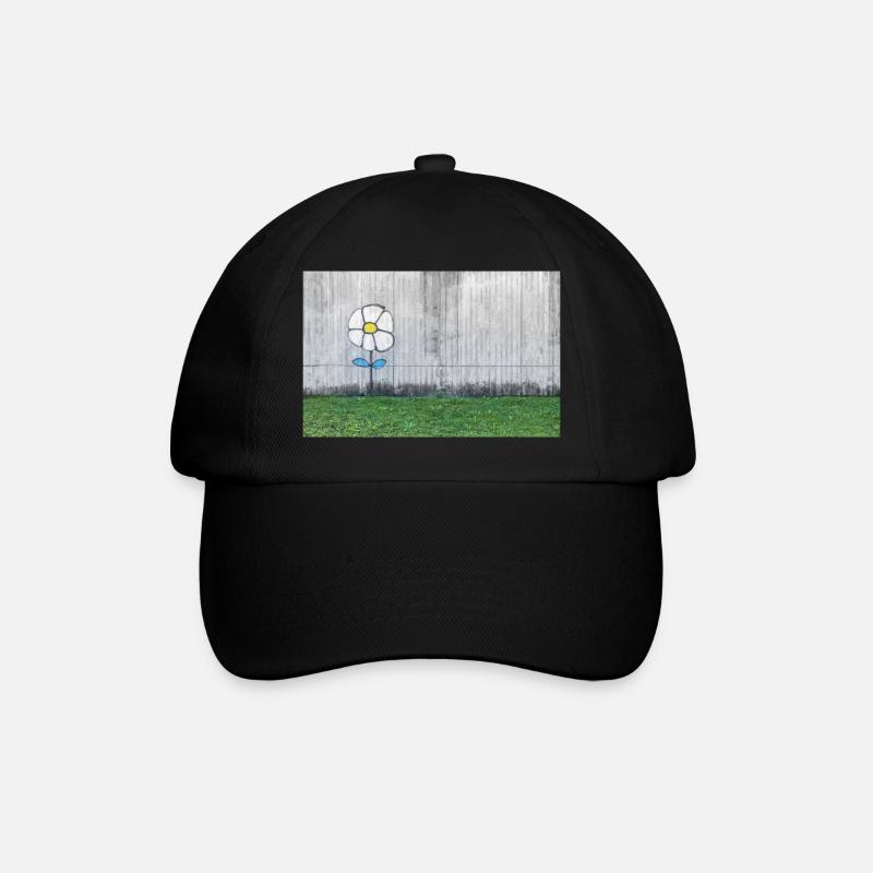 Graffiti eines Gänseblümchens - Baseballkappe - Schwarz/Schwarz