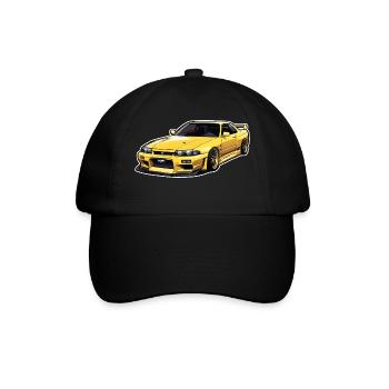 jdm r33 car motif japanese dream cars of the 90s - Baseball Cap - black/black - Front