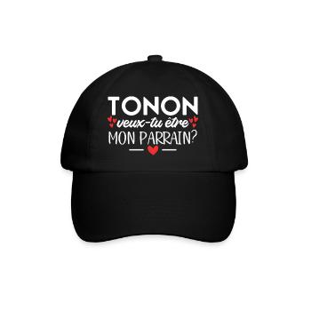 Tonton Veux-tu être Mon Parrain Futur Parrain - Casquette classique - noir/noir - Devant