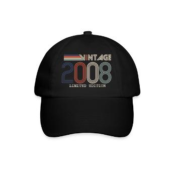 Vintage 2008 Cadeau Anniversaire - Millésime 2008 - Casquette classique - noir/noir - Devant