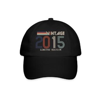 Jahrgang 2015 Jubiläumsgeschenk - Jahrgang 2015 - Baseballkappe - Schwarz/Schwarz - Vorne