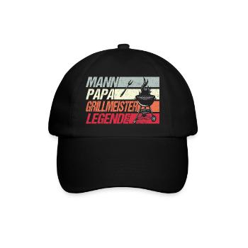 Grillmeister Papa - Baseballkappe - Schwarz/Schwarz - Vorne