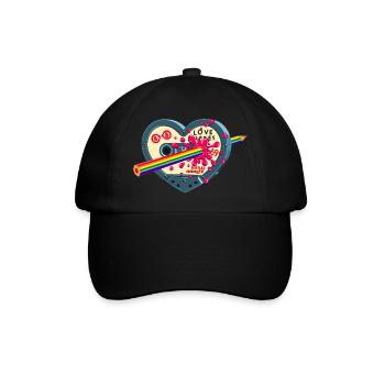 Pride Month LGBTQAI Vintage Kassette Regenbogen - Baseballkappe - Schwarz/Schwarz - Vorne